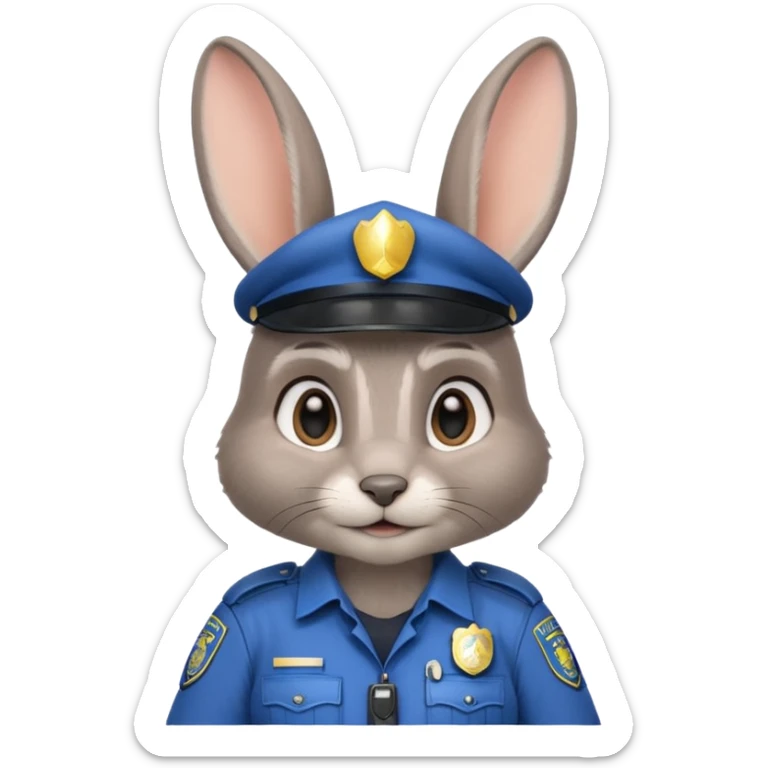 Judy Hopps (gray rabbit with a police suit, without a cap, big ear) from the Zootopia Disney movie sticker