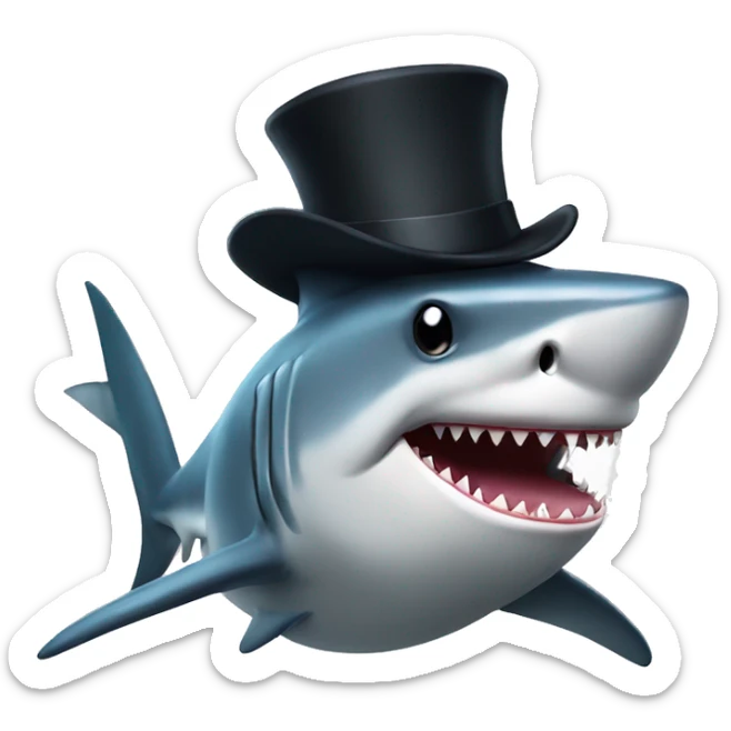 Shark with a top hat sticker