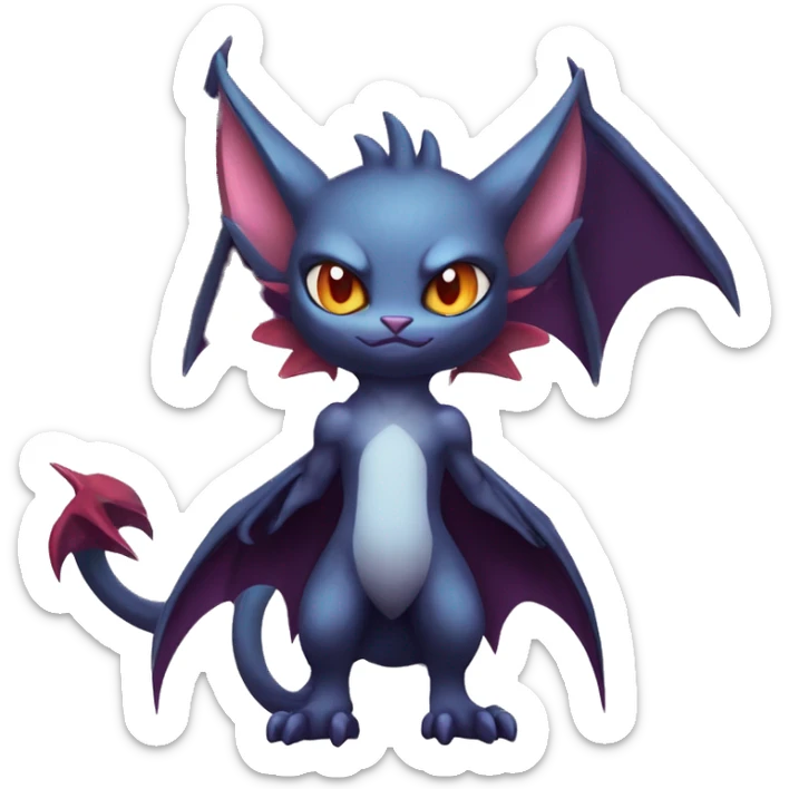 Kawaii Edgy Cool Vampiric Beautiful Noivern-Nargacuga-Litten with big Bat Ears full body sticker