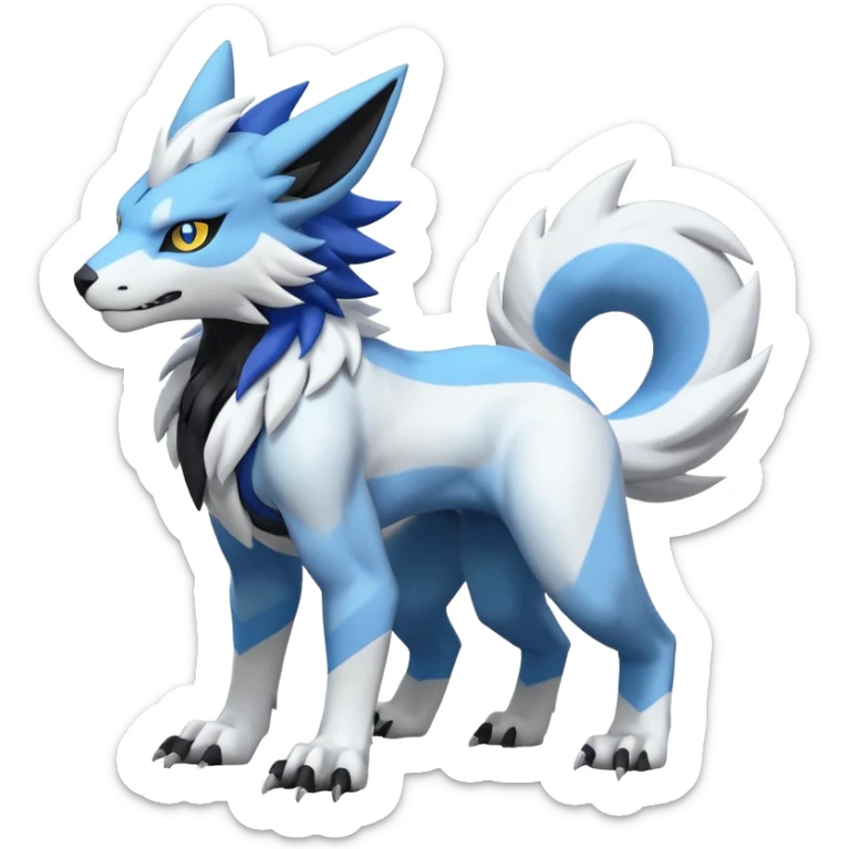 WereGarurumon-Zeraora-Renamon-Absol-fusion-hybrid-creature (full body) sticker