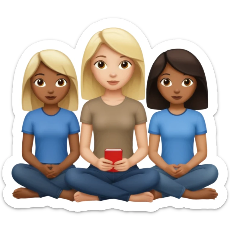 black woman with blonde hair sitting with her brunette friends, all seated together sticker