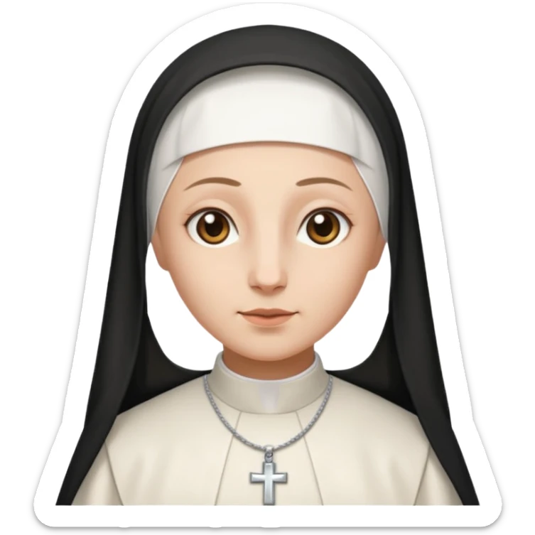 Rosalia (the singer) as a nun. (Use lux album cover as reference). The habit is white. sticker