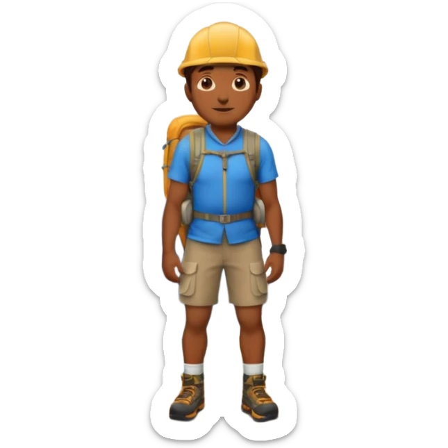 apple style emoji of a man standing proudly on a mountain peak, mountain under his feet sticker