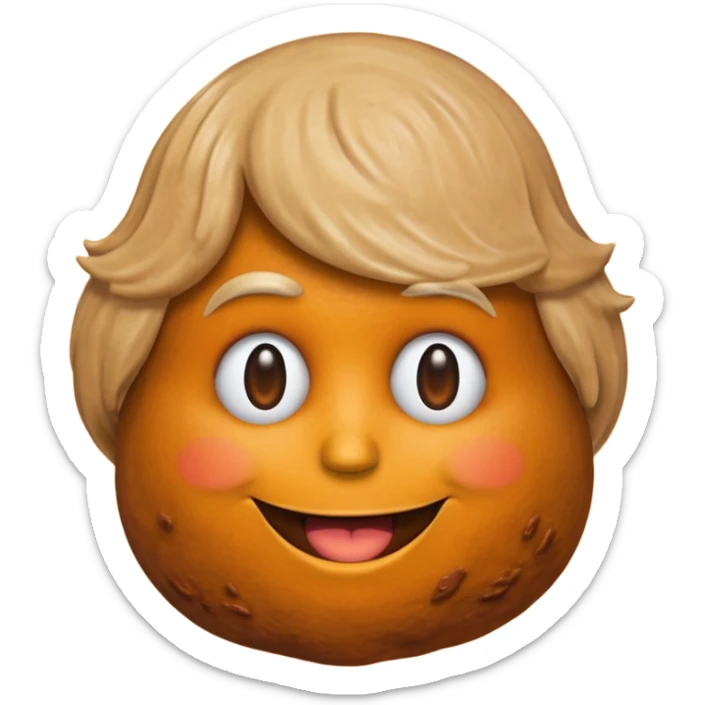 the poop emogi, a pile of poop in trumps image   none of those are what i want  i want the poop emogi with trumps face renbdered in poop, with an orange cast, and his wig on top sticker