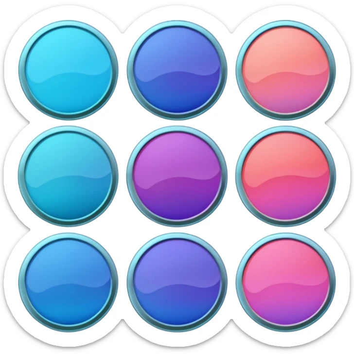 coins credit pack in gradient of turquoise, blue, pink, purple, and coral color sticker