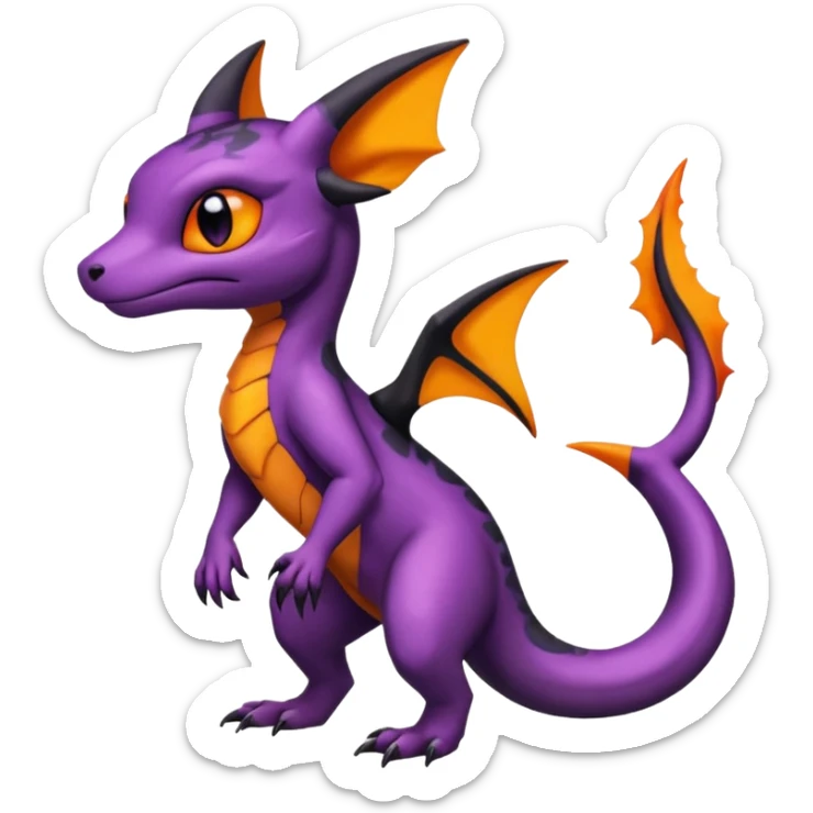 Shiny Cute Spooky Salandit-Umbreon-Charmeleon-Fakémon-hybrid-creature (full body)  sticker