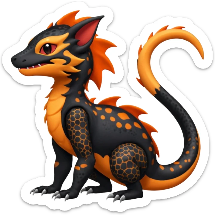 Magmatic furry spotted Salandit-Noibat-Litten-Hybrid (Full body) sticker