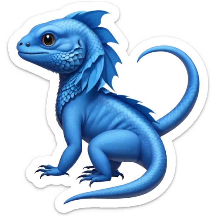 Mountain-Blue-Bird-Blue-Iguana-Blue-Betta-Fish-Russian-Blue-Cat-Fusion-animal-hybrid-creature sticker