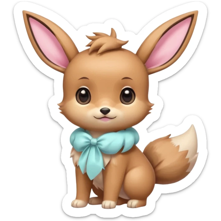 Kawaii Shiny Colorful Pastel Baby Innocent Chibi Kawaii Cute Adorable Eevee Full Body sticker