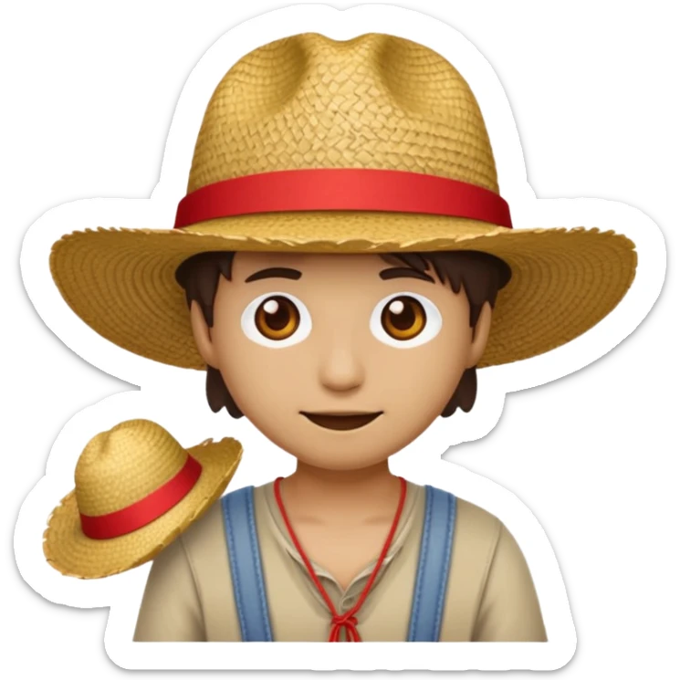 Fait moi cette emoji 🏴‍☠️ parfait maintenant rajoute un chapeau de paille avec un fil rouge c'est tout  sticker