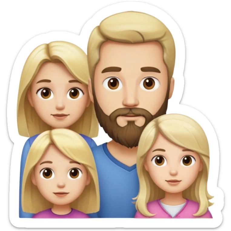 Family: blonde hair and beard man, brunette woman, 1 blonde little girl  sticker