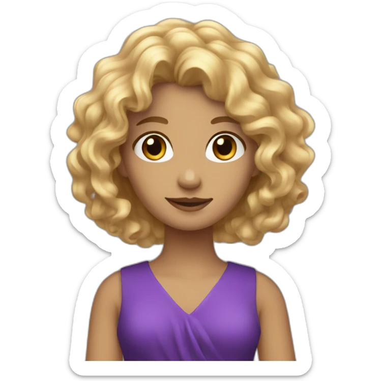 Curly blonde girl with a purple dress sticker