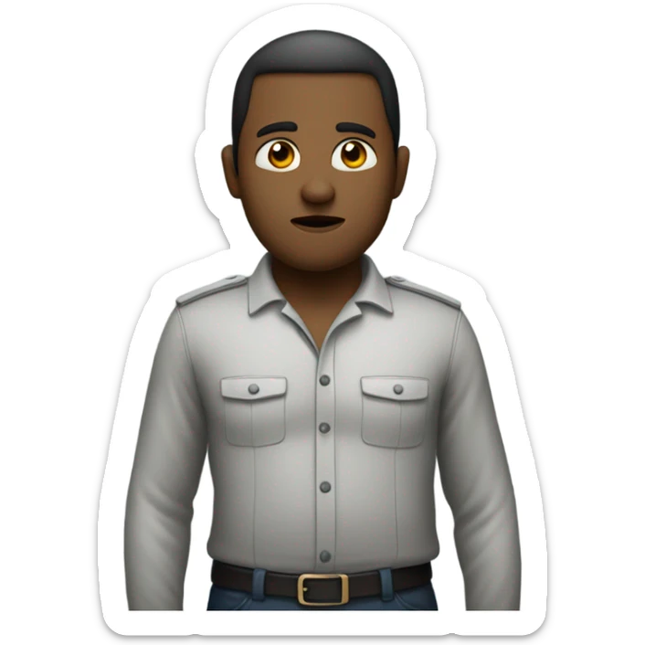 person standing with their arms in a akimbo stance. (arms on the hips) and with a serious face like he is waiting  sticker