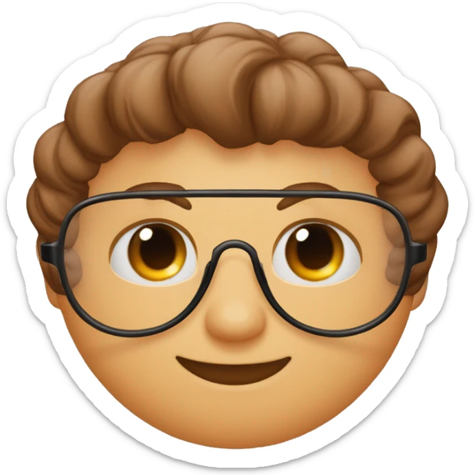 Ai emoji hombre  lentes naranja cabello corto ojos cafés orejas pequeñas color de piel morena sticker