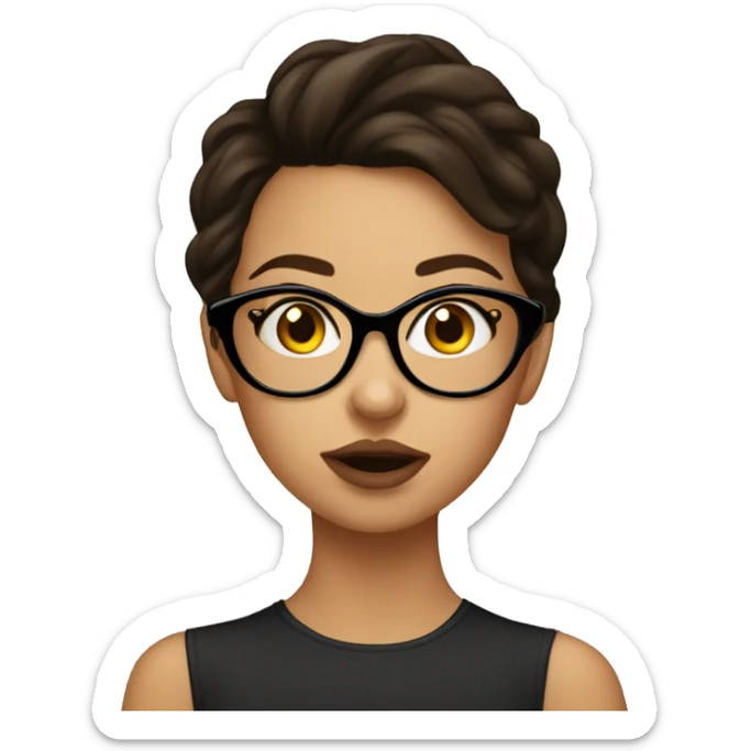 Brunette girl with glasses gorgeous giving kisses sticker