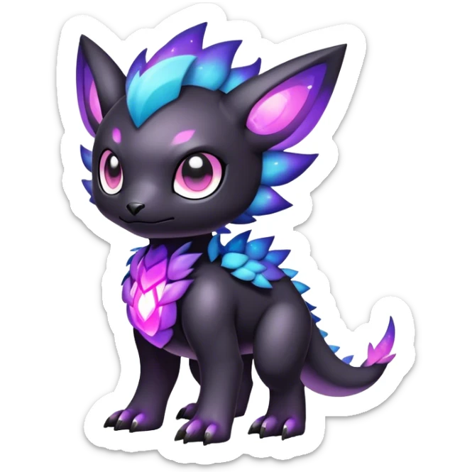 Cute cool colorful dark nebula fantasy-Fakemon-Digimon-animal-hybrid full body sticker