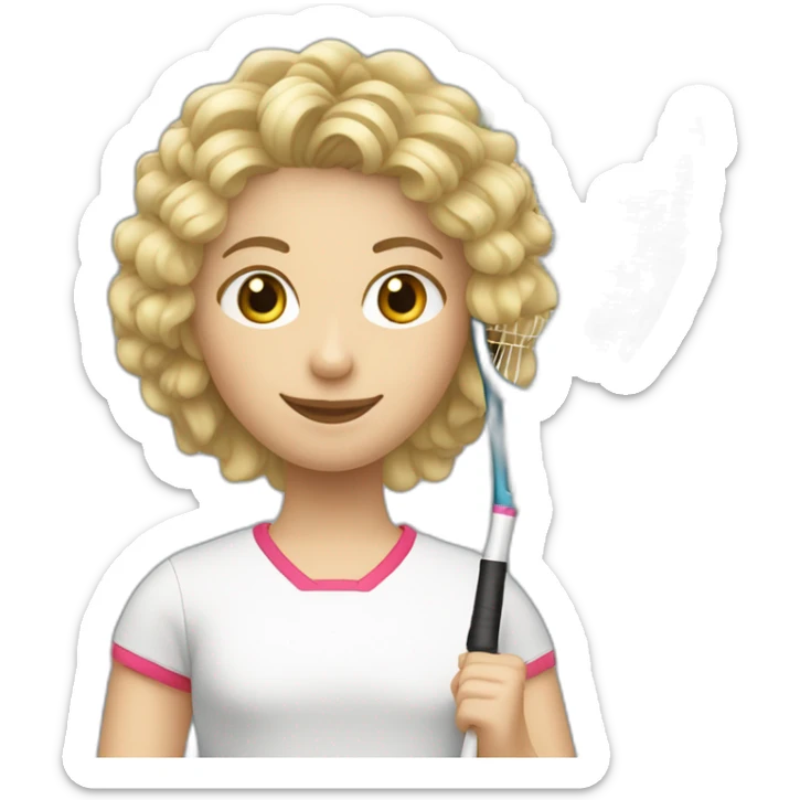Une fille blonde qui a les cheveux bouclé et qui fait du badminton sticker