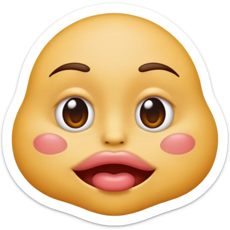 

I'd like an emoji with slightly squinty eyes, a mouth giving a tight kiss with little creases around the lips sticker