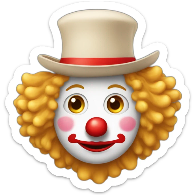 un clown au nez rouge avec des cheveux blond bouclés et un chapeau fin  sticker