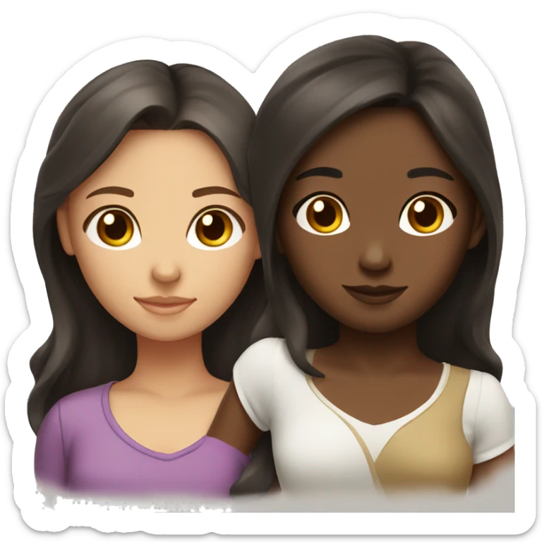 Two girls napping. One with brown skin and dark hair and another with white skin and dark hair sticker
