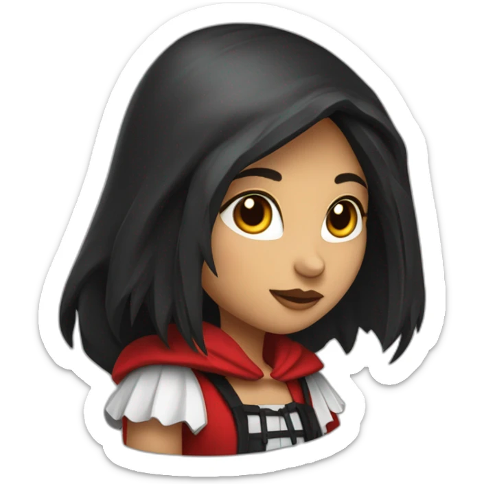 red-ridding-hood-girl-with-long-black-strait-hair-with-white-break sticker