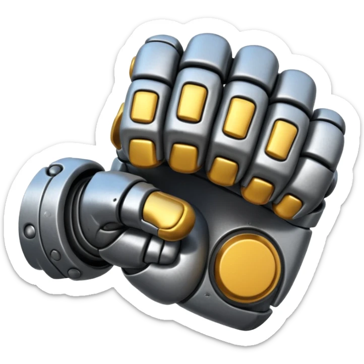 bulky robot fist, back of hand and knuckles facing viewer sticker