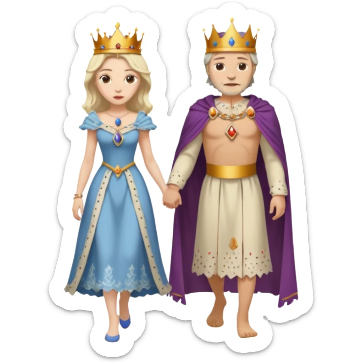 Egy kiralynot aki egy csonyoru ruhaba van es a tengerparton setal a kirallyal sticker