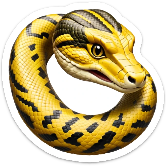 cinematic-noble-anaconda-portrait-emoji,-poised-and-imposing,-with-a-massive,-sinuous-build-draped-in-intricately-patterned-scales-and-piercing,-focused-eyes,-simplified-yet-sharp-and-sophisticated-features,-highly-detailed sticker