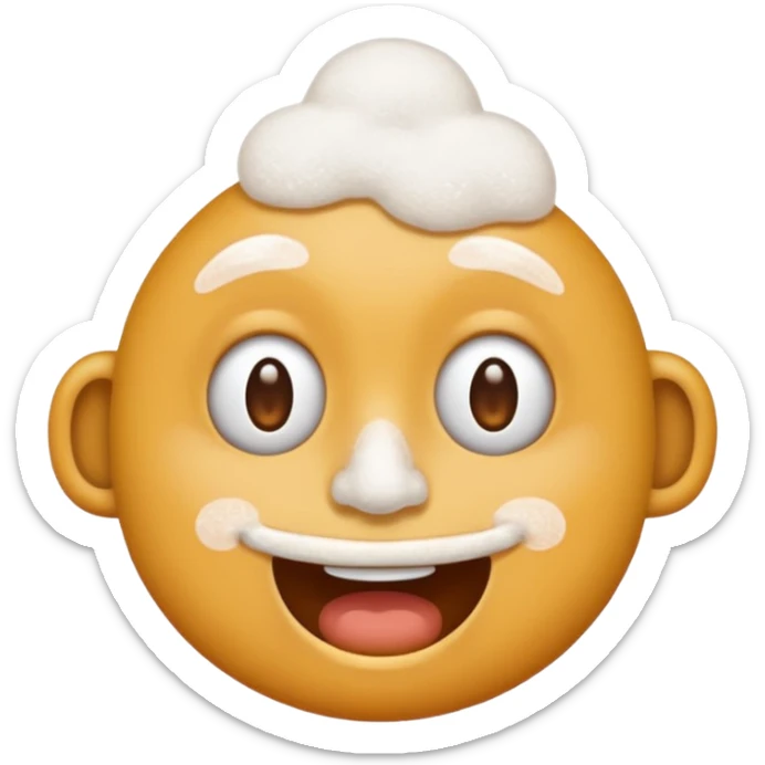 woozy face with white powder on nose, suggestive of cocaine, playful emoji style sticker