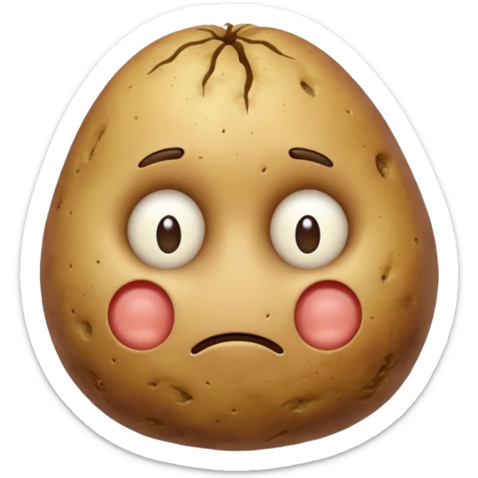 Potato that is confused with hand scratching his head with no mouth and eyes sticker