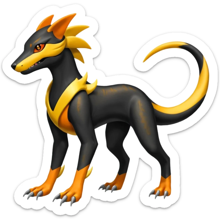 Shiny 4-legged Salandit-Electrike-Amaura-Houndoom-Zeraora-fusion, full body sticker