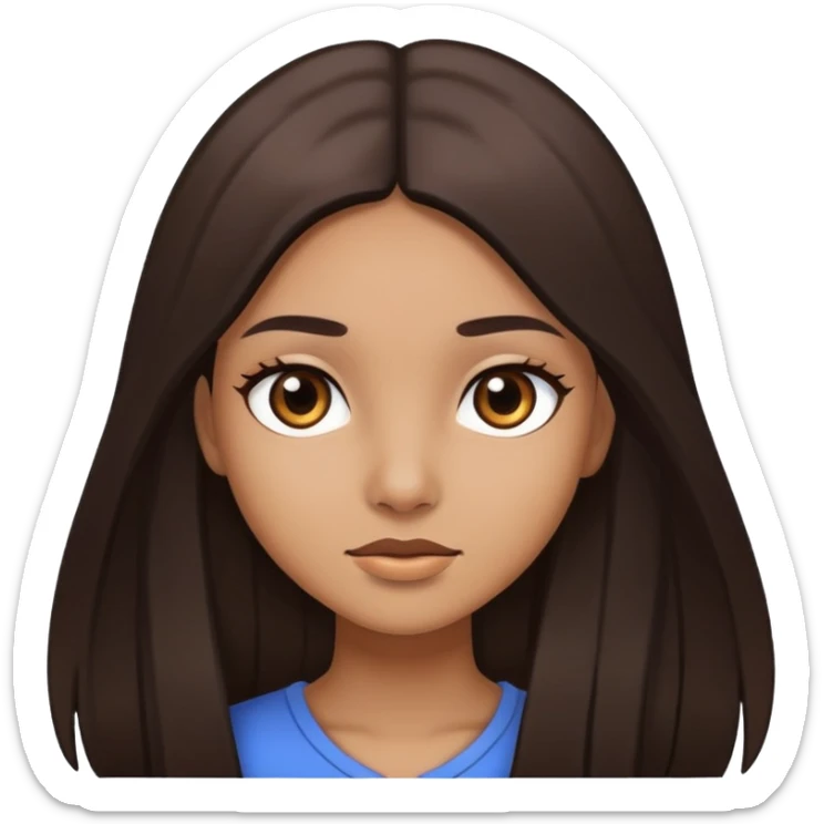 girl with light brown skin, dark eyes and dark straight long hair sticker