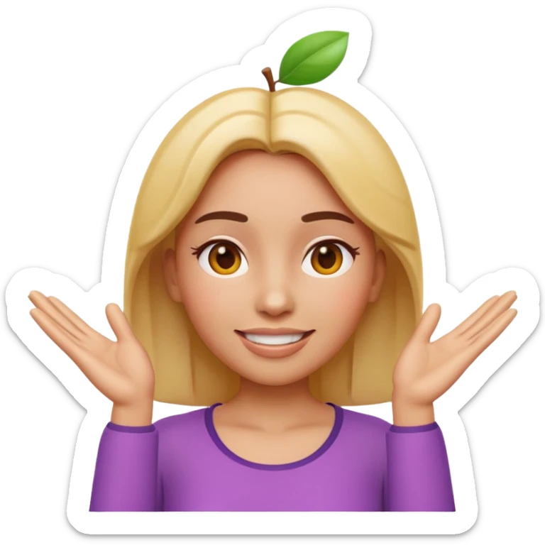 Apple-style 3D emoji of a cartoon woman with both hands placed at the sides of her forehead, as if pointing or highlighting the forehead area, cheerful and clear expression, colorful emoji style, no background. sticker