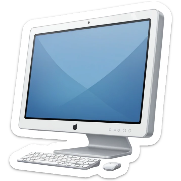 A flat-style illustration of a computer monitor . The monitor is sleek and modern, rendered in minimal detail. Clean, cartoon style, white background, iOS emoji aesthetic. sticker