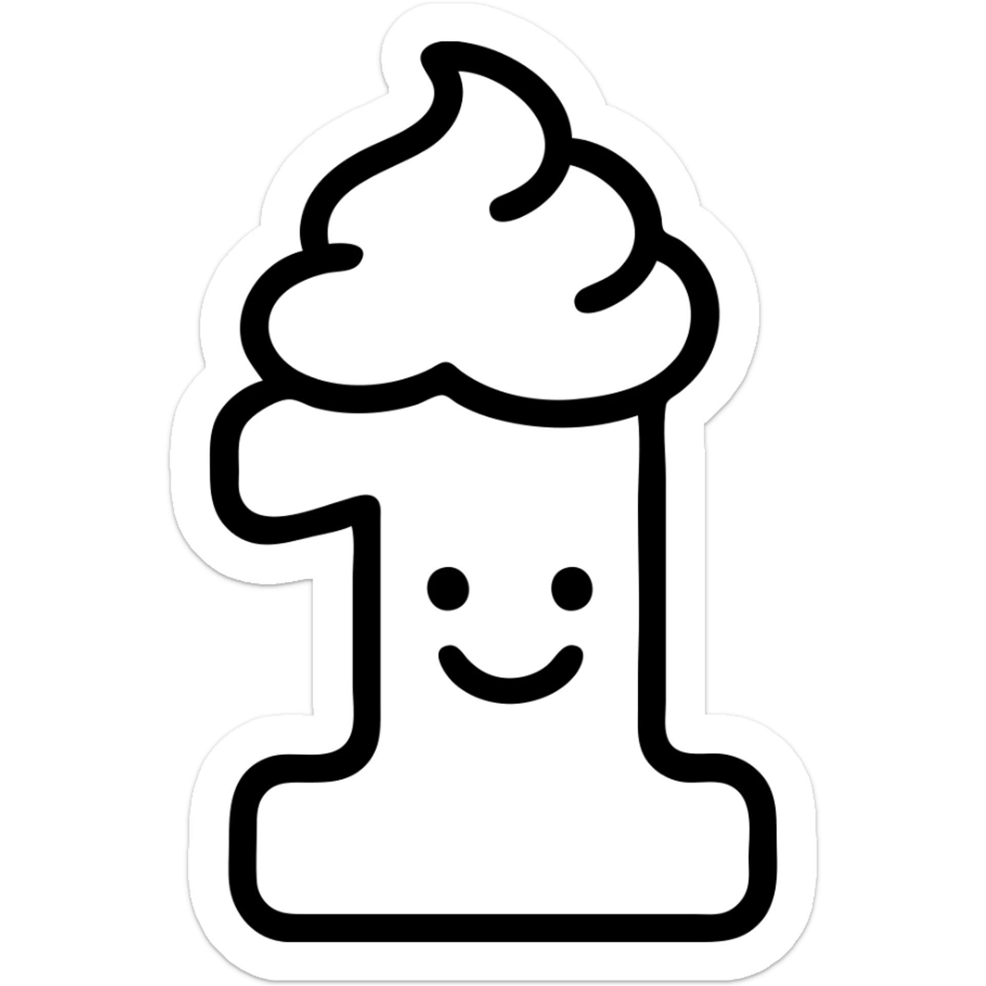 Cute number 1 emoji with whipped cream top, softcore aesthetic, pastel blue and beige, smiley face sticker