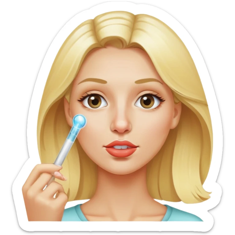 blonde woman glass stick coming out of nose sticker
