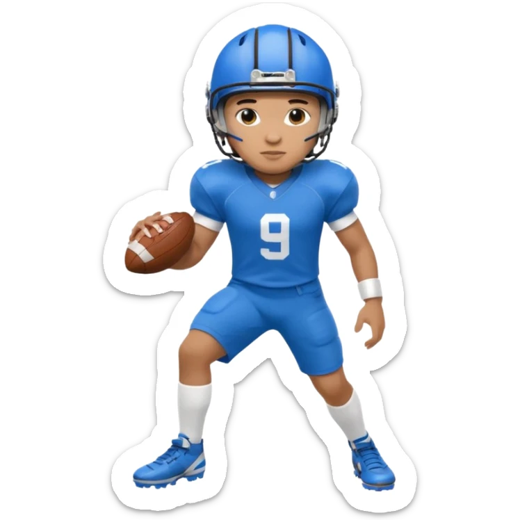 football guys team mixed race blue with helmet white black Hispanic  African  sticker