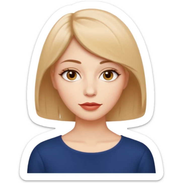 Alta pelo corto en capas enfrente delgada ojos almendrados con ovalados labios mediod sticker