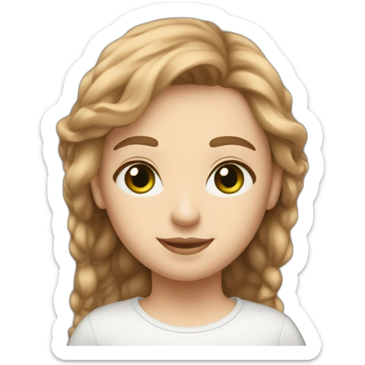 two. Best friends, one with light brown hair, white skin, green eyes and another with white skin, brown hair, brown eyes. sticker