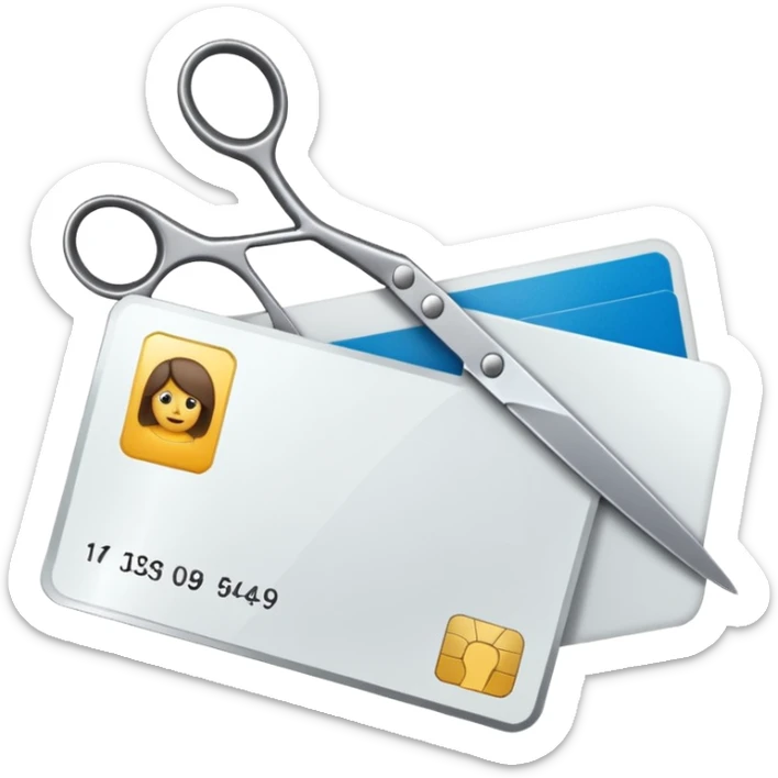 Scissors cutting ID card in half sticker