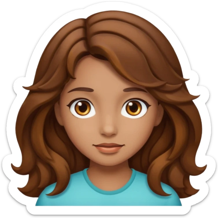 Girl with Brown wavy hair and brown eyes and tan skin sticker