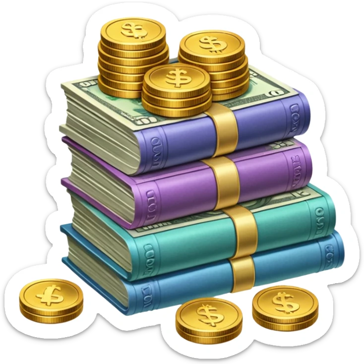 It's an image of money such as coins and bills, but there's only one or two neatly sticker