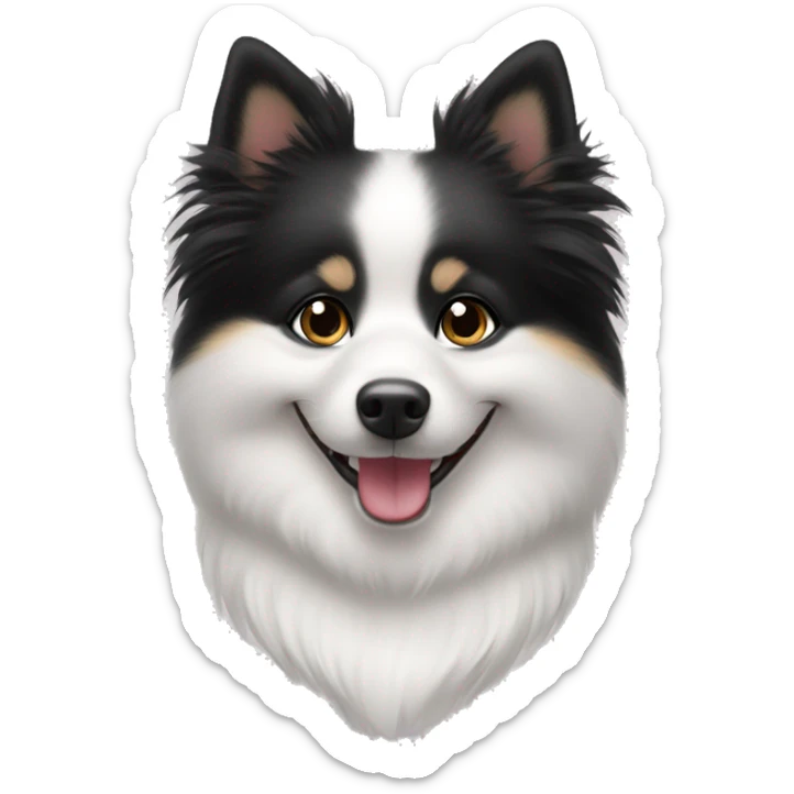 White german spitz dog smiling with black hair girl heart  sticker