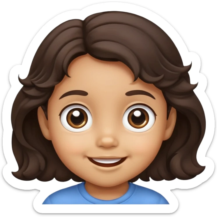 cute smiling toddler face with big eyes, medium skin tone, and dark wavy hair sticker