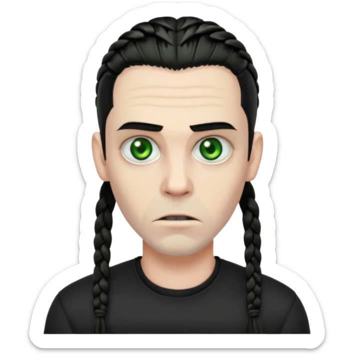 Cornrows black hair color, men zombie and green eye color, with dark zombie clothes sticker