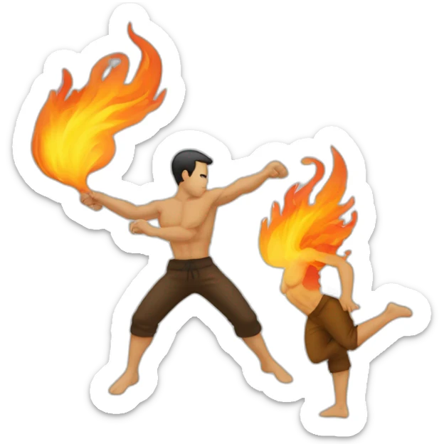 Un homme qui fait de la capoeira et qui donne des coups de pied en flamme sticker