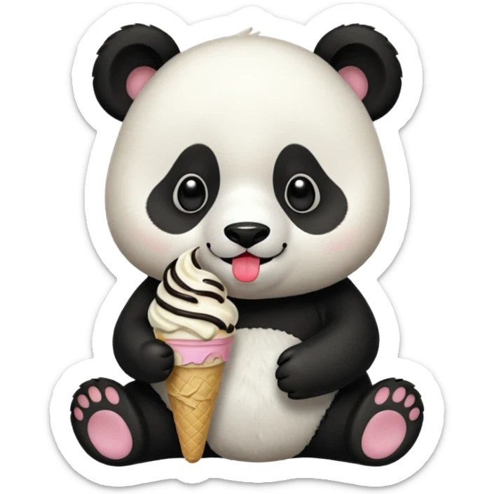 Panda eating ice cream sticker