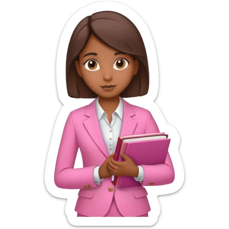 Brune girl pink suit book note  sticker