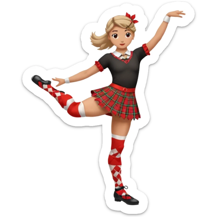 Highland dancing argyle just over the knee socks, tartan miniskirt and highland dancing shoes sticker