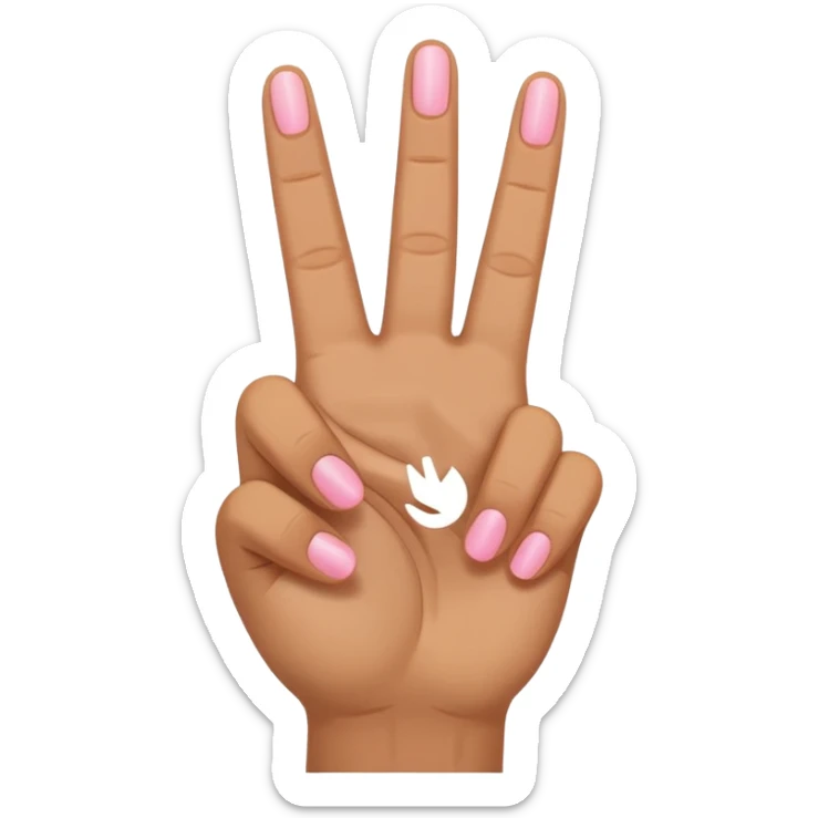 peace sign emoji but with the middle and ring fingers up instead of the index and middle finger. Keep the pinky, index, and thumb down. Only have the 5 normal fingers in the picture sticker